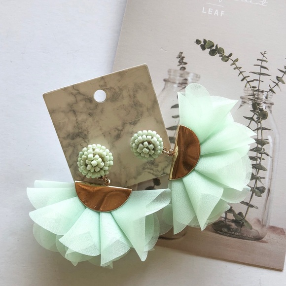 Mint Statement Earrings - Picture 2 of 5